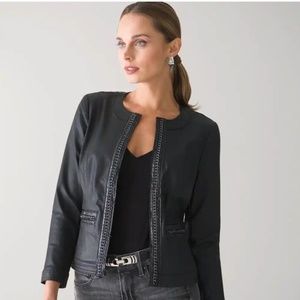 WHBM black coated denim jacket NWT 12P